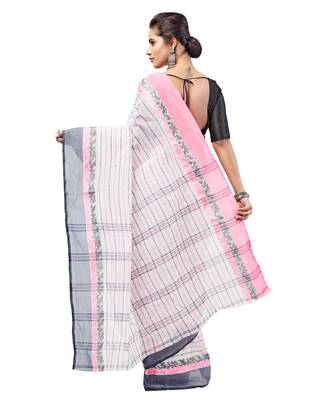 Purple hand woven pure cotton saree  3