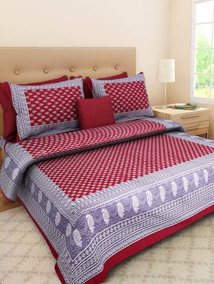 RADHA RANI FASHIONS 100% Cotton  Double Bedsheet with 2 Pillow Covers ( 93*108) 1