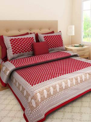 RADHA RANI FASHIONS 100% Cotton  Double Bedsheet with 2 Pillow Covers ( 93*108) 1