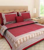 RADHA RANI FASHIONS 100% Cotton  Double Bedsheet with 2 Pillow Covers ( 93*108)