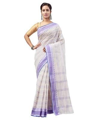 Purple hand woven pure cotton saree  1