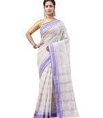 Purple hand woven pure cotton saree 
