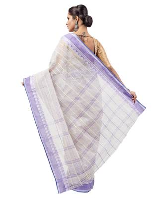 Purple hand woven pure cotton saree  3