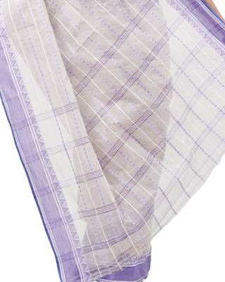 Purple hand woven pure cotton saree  4