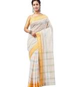 Yellow hand woven pure cotton saree 