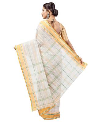 Yellow hand woven pure cotton saree  3