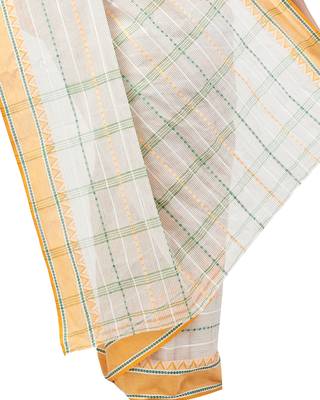 Yellow hand woven pure cotton saree  4