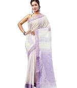 Purple hand woven pure cotton saree 