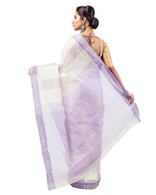 Purple hand woven pure cotton saree  3
