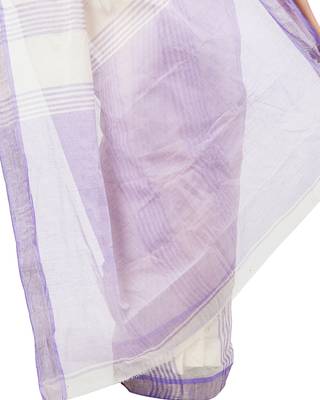 Purple hand woven pure cotton saree  4