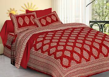 RADHA RANI FASHIONS 100% Cotton  Double Bedsheet with 2 Pillow Covers ( 93*108) 1