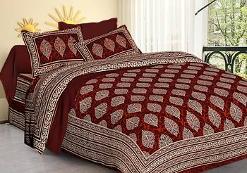 RADHA RANI FASHIONS 100% Cotton  Double Bedsheet with 2 Pillow Covers ( 93*108) 1