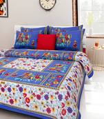 RADHA RANI FASHIONS 100% Cotton  Double Bedsheet with 2 Pillow Covers ( 93*108)