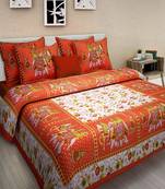 RADHA RANI FASHIONS 100% Cotton  Double Bedsheet with 2 Pillow Covers ( 93*108)
