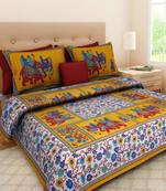 RADHA RANI FASHIONS 100% Cotton  Double Bedsheet with 2 Pillow Covers ( 93*108)