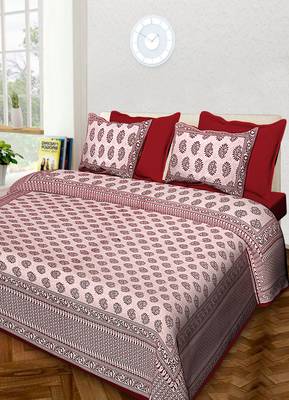 RADHA RANI FASHIONS 100% Cotton  Double Bedsheet with 2 Pillow Covers ( 93*108) 1