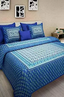 RADHA RANI FASHIONS 100% Cotton  Double Bedsheet with 2 Pillow Covers ( 93*108)