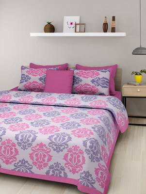 RADHA RANI FASHIONS 100% Cotton  Double Bedsheet with 2 Pillow Covers ( 93*108) 1