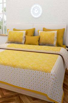 RADHA RANI FASHIONS 100% Cotton  Double Bedsheet with 2 Pillow Covers ( 93*108)