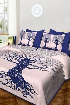 RADHA RANI FASHIONS 100% Cotton  Double Bedsheet with 2 Pillow Covers ( 93*108)