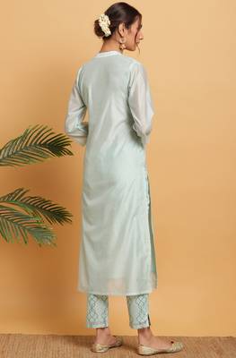 Light green embroidered chanderi salwar 2