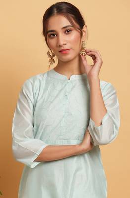 Light green embroidered chanderi salwar 3