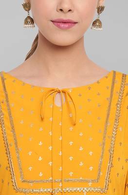 Janasya Mustard printed crepe ethnic kurtis 5