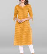 Yellow woven cotton ethnic kurtis
