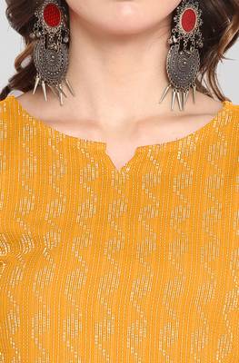 Yellow woven cotton ethnic kurtis 5