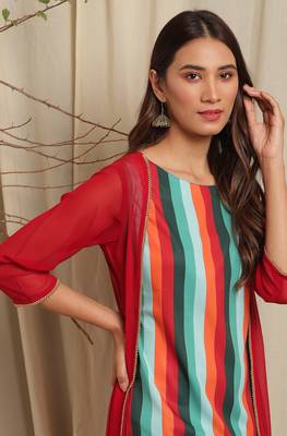 Janasya Maroon printed crepe ethnic kurtis 5