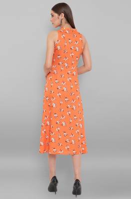 Janasya Orange printed rayon party wear kurtis 4