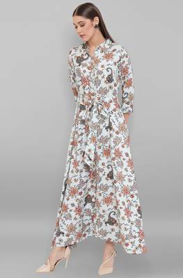 Janasya Sky blue printed rayon long kurtis 3