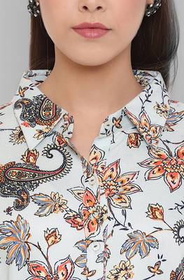 Janasya Sky blue printed rayon long kurtis 5