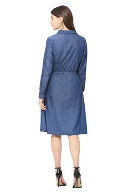 Navy-blue plain denim short-dresses 2