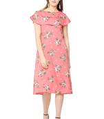 Peach printed polyester short-dresses