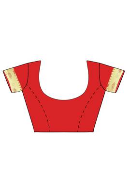 Red woven silk blend saree with blouse 3