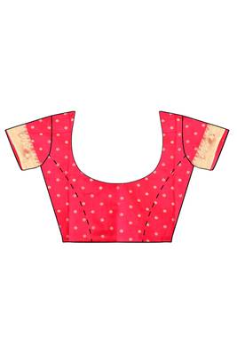 Pink woven silk blend saree with blouse 5