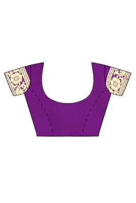 Purple woven silk blend saree with blouse 4