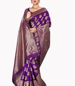 Purple woven silk blend saree with blouse