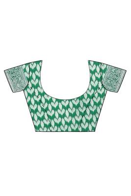 Green woven silk blend saree with blouse 4