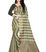Dark antique gold woven silk blend saree with blouse