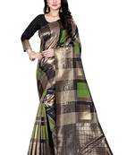 Dark antique gold woven silk blend saree with blouse