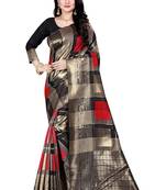 Dark antique gold woven silk blend saree with blouse