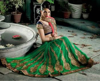 Pink and Green woven Net saree with blouse 2
