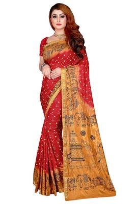 Chiku hand woven taffeta saree with blouse 1