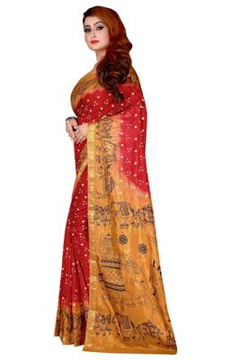 Chiku hand woven taffeta saree with blouse 3