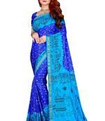Green hand woven taffeta saree with blouse