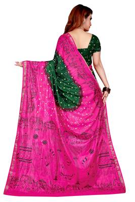 Rani pink hand woven taffeta saree with blouse 2
