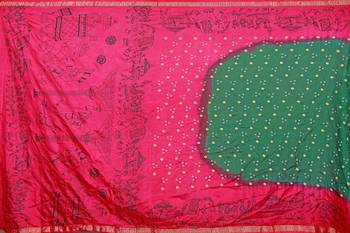Rani pink hand woven taffeta saree with blouse 5