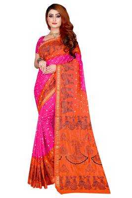 Rust hand woven taffeta saree with blouse 1